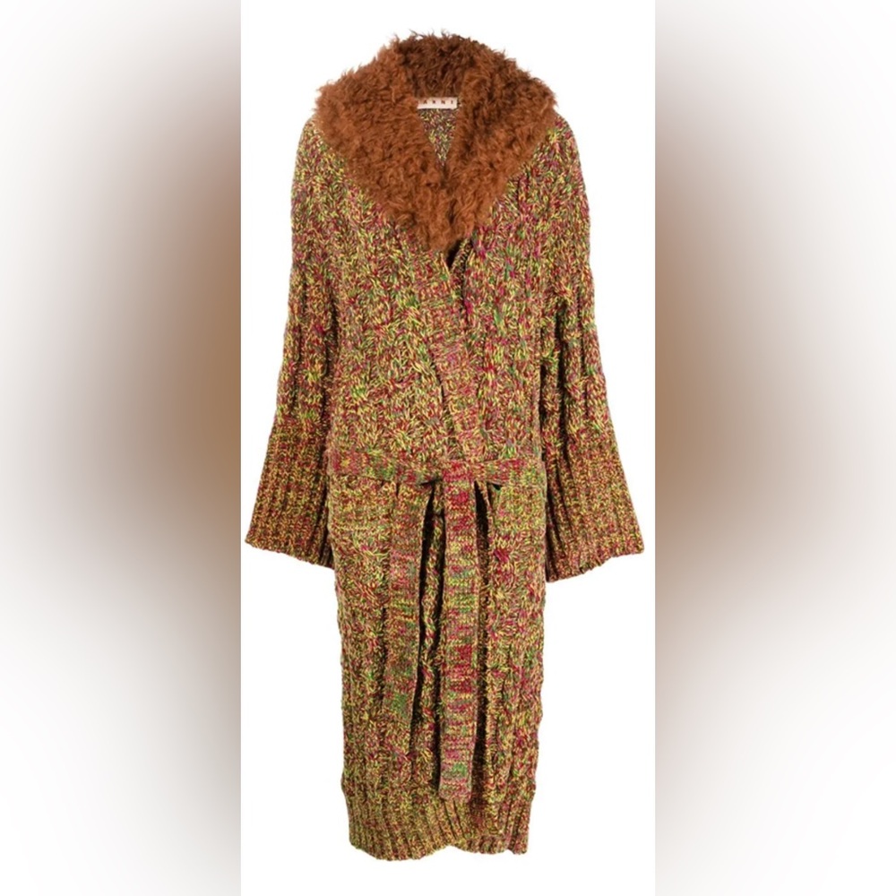 Marni full length cable knit open front cardigan sweater coat